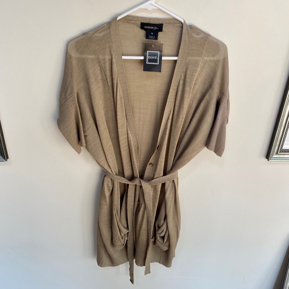Tan Cardigan Sweater. NWT size M